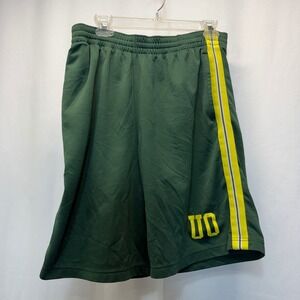 UO University Oregon Ducks NCAA Basketball Shorts Men Medium Green Yellow Stripe